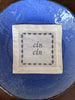 Set Of Linen Coasters - White & Light Blue 'Cin Cin'