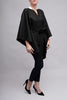 The Amelia Pressed Wool Poncho with Tie Belt  - Black