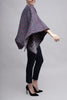 The Amelia Wool Poncho - Patterned Blue Jacquard