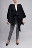 The Amelia Wool Poncho with Tie Belt - Black