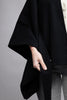 The Amelia Wool Poncho with Tie Belt - Black