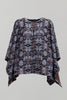 The Amelia Wool Poncho - Black and Lilac Floral Motif