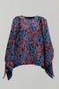 The Amelia Wool Poncho - Botanical Blue and Pink