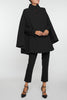 The Rachel Pressed Wool Cape- Black