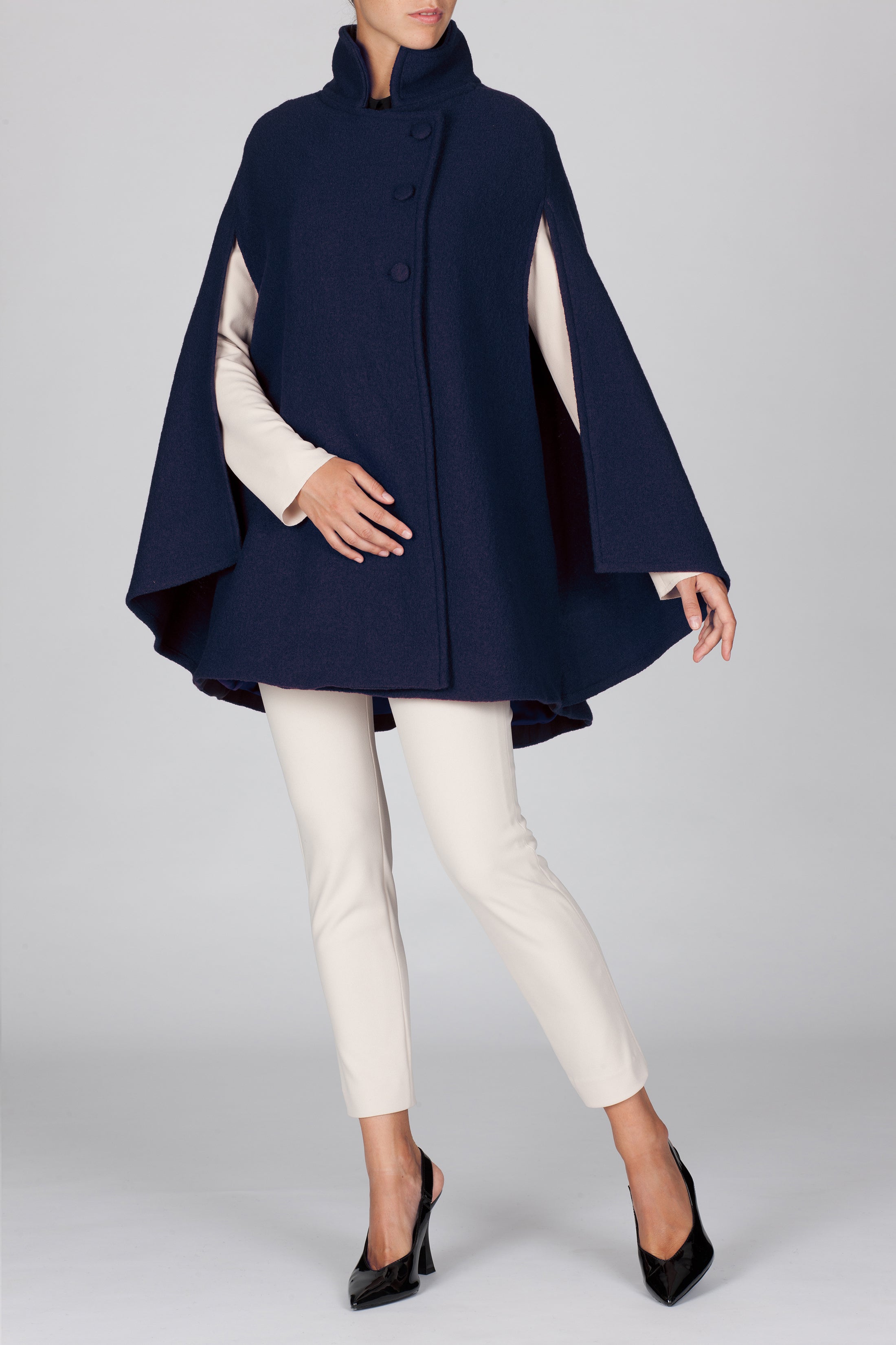 The Rachel Gauguin Cape in Blue Navy by Marta Scarampi I Made in Italy