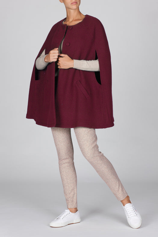 The Giulia Cape in Red Merlot Color by Marta Scarampi I Made in Italy